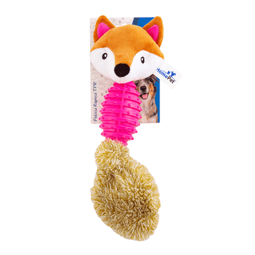 Brinquedo Pelúcia Mordedor Raposa HomePet embalagem