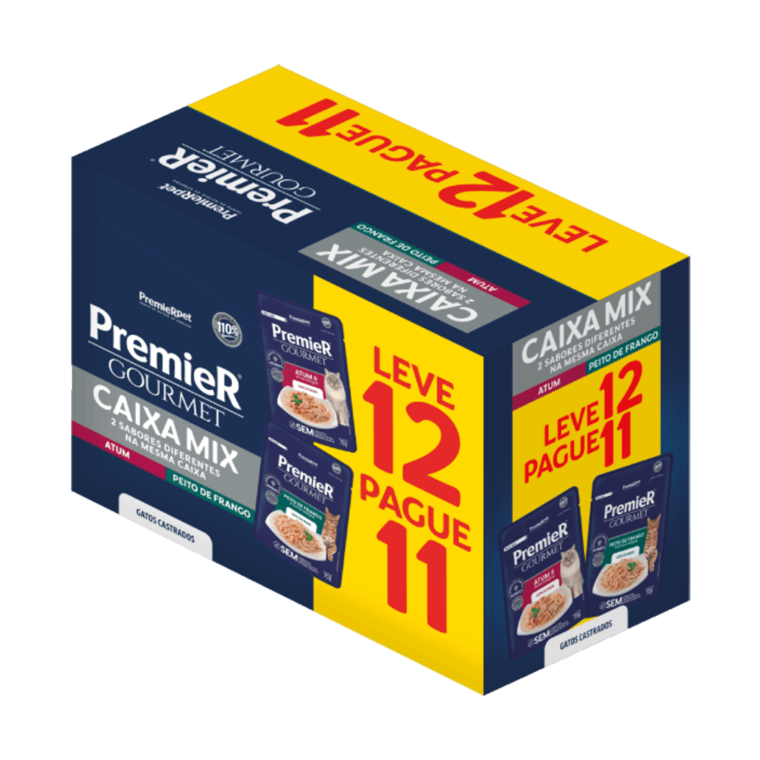 Racao-Umida-Premier-Gourmet-Caixa-mix-atum-e-peito-de-frango