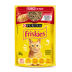 Ração Úmida Nestlé Purina Friskies Frango ao Molho Gatos Adultos 85g