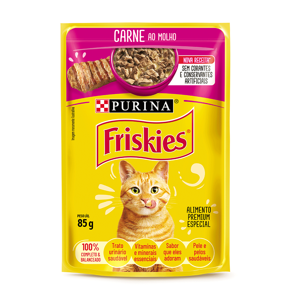 Ração Úmida Friskies Gatos Adultos Carne ao Molho