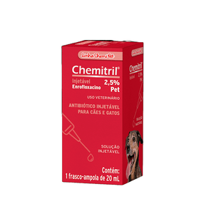 Antibiótico Chemitril Injetável 2,5% Chemitec - 20 ml