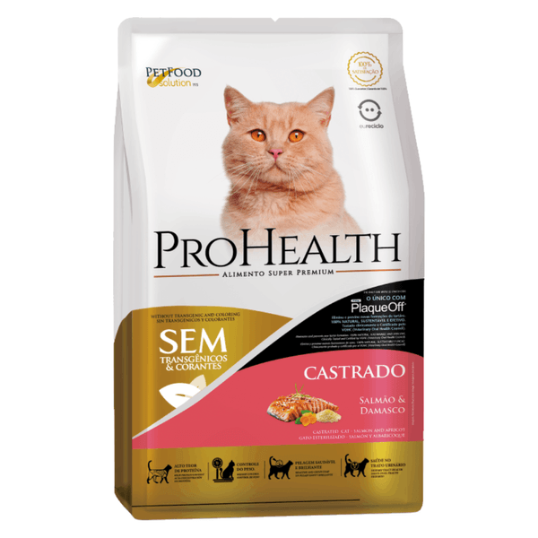 Ração ProHealth Gatos Castrados Salmão e Damasco 500 g