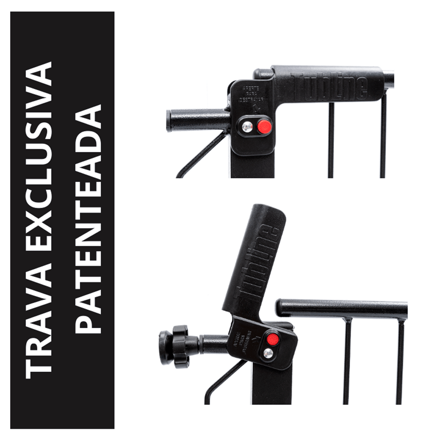 Grade Porta Plus Tubline Preta detalhes da trava