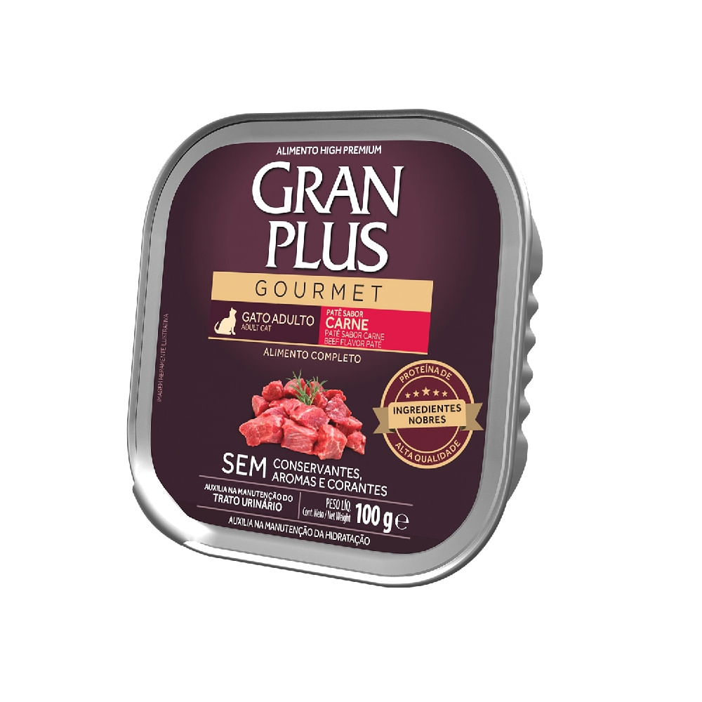 Ração Úmida GranPlus Gatos Adultos Patê Gourmet Carne