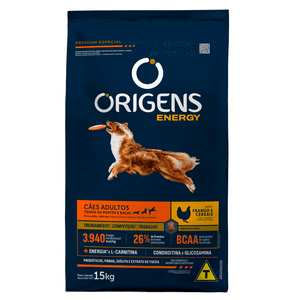 Ração Origens Energy Cães Adultos Frango e Cereais - 15 Kg