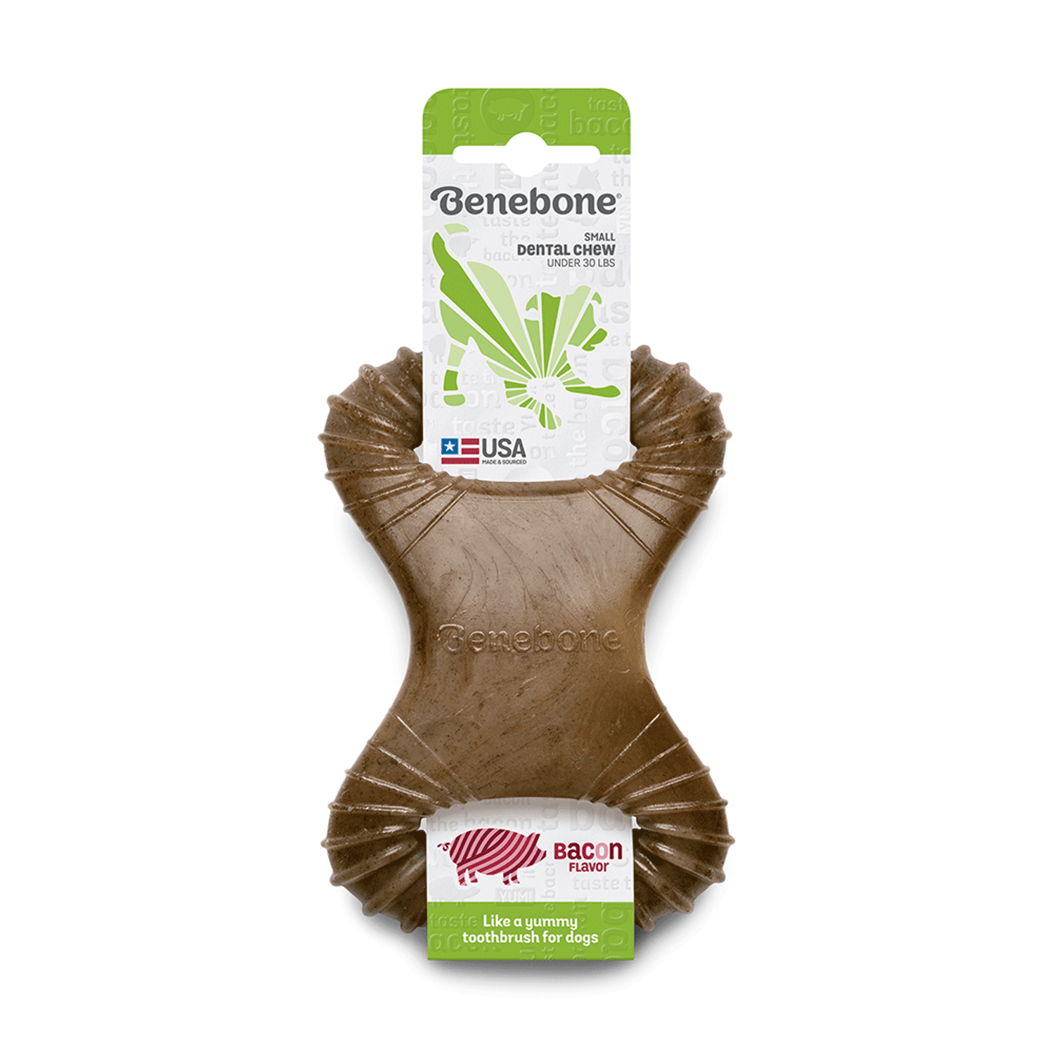 Brinquedo Benebone Dental Chew Bacon embalagem frente