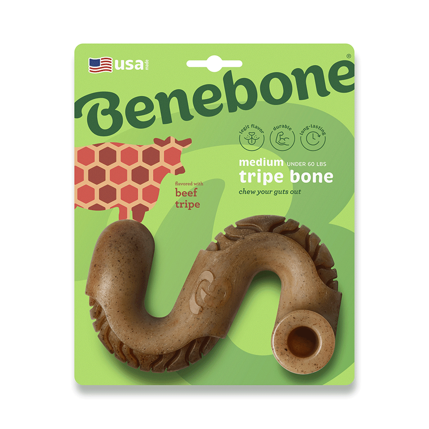 Brinquedo Benebone Tripe Bone - embalagem M frente