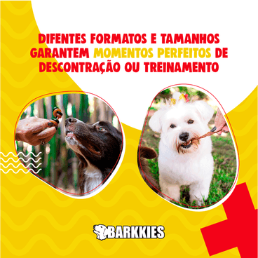 Petisco Natural Cães Barkkies diferentes formatos