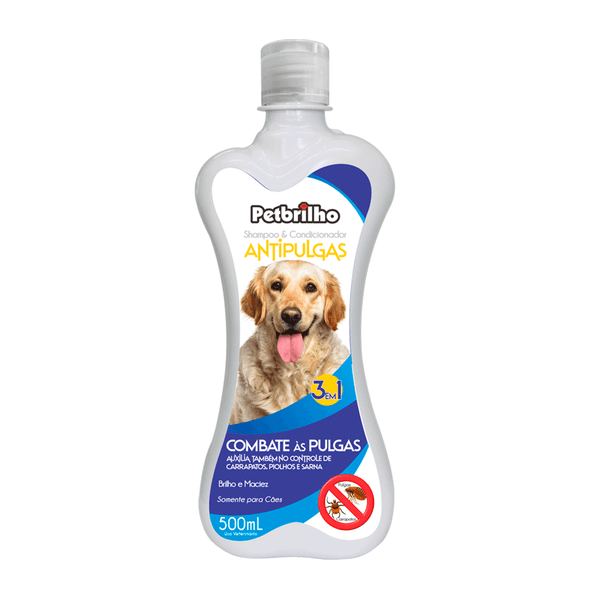 Shampoo e Condicionador Antipulgas Cães 3 em 1 Petbrilho 500 ml