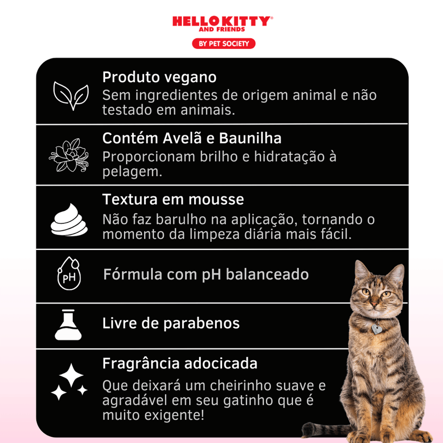 Informacoes-do-Banho-a-Seco-Mousse-Hello-Kitty-Chococat-para-Gatos