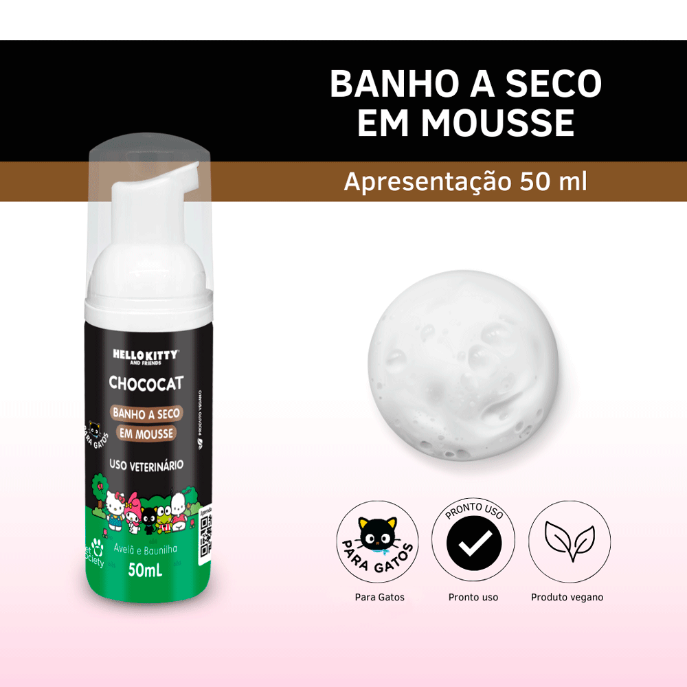 Banho a Seco Mousse Hello Kitty Chococat para Gatos