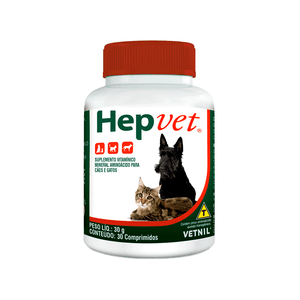 Hepvet Suplemento Vitamínico para Cães e Gatos - 30 comprimidos