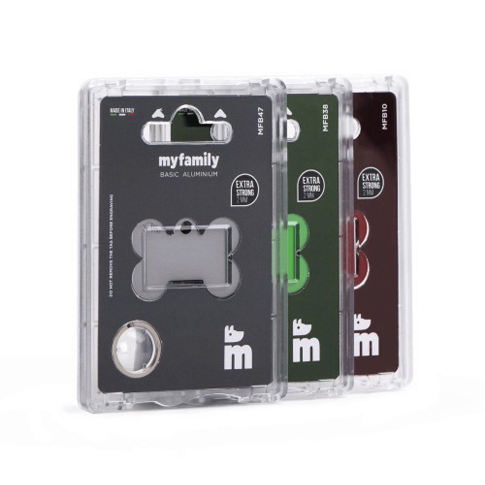 Placa de Identificação Osso Alumínio Vermelho MyFamily
