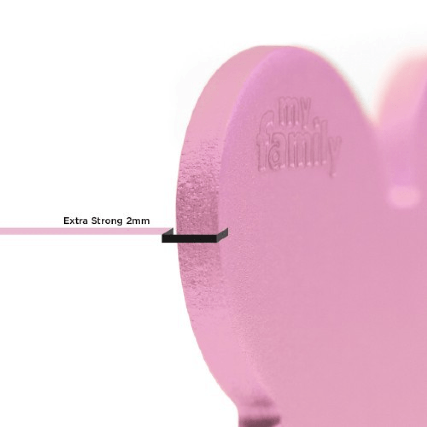 Placa de Identificação Coração Alumínio Rosa MyFamily Detalhe espessura