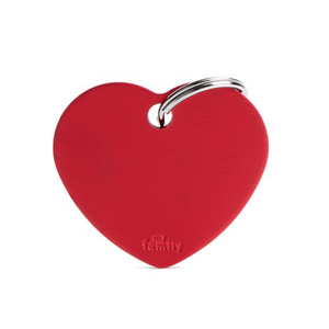 Placa de Identificação Coração Alumínio Vermelho MyFamily