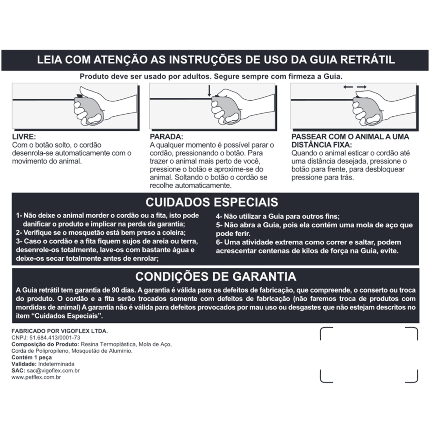 Guia Retrátil Classic Pet Flex Azul até 15kg manual