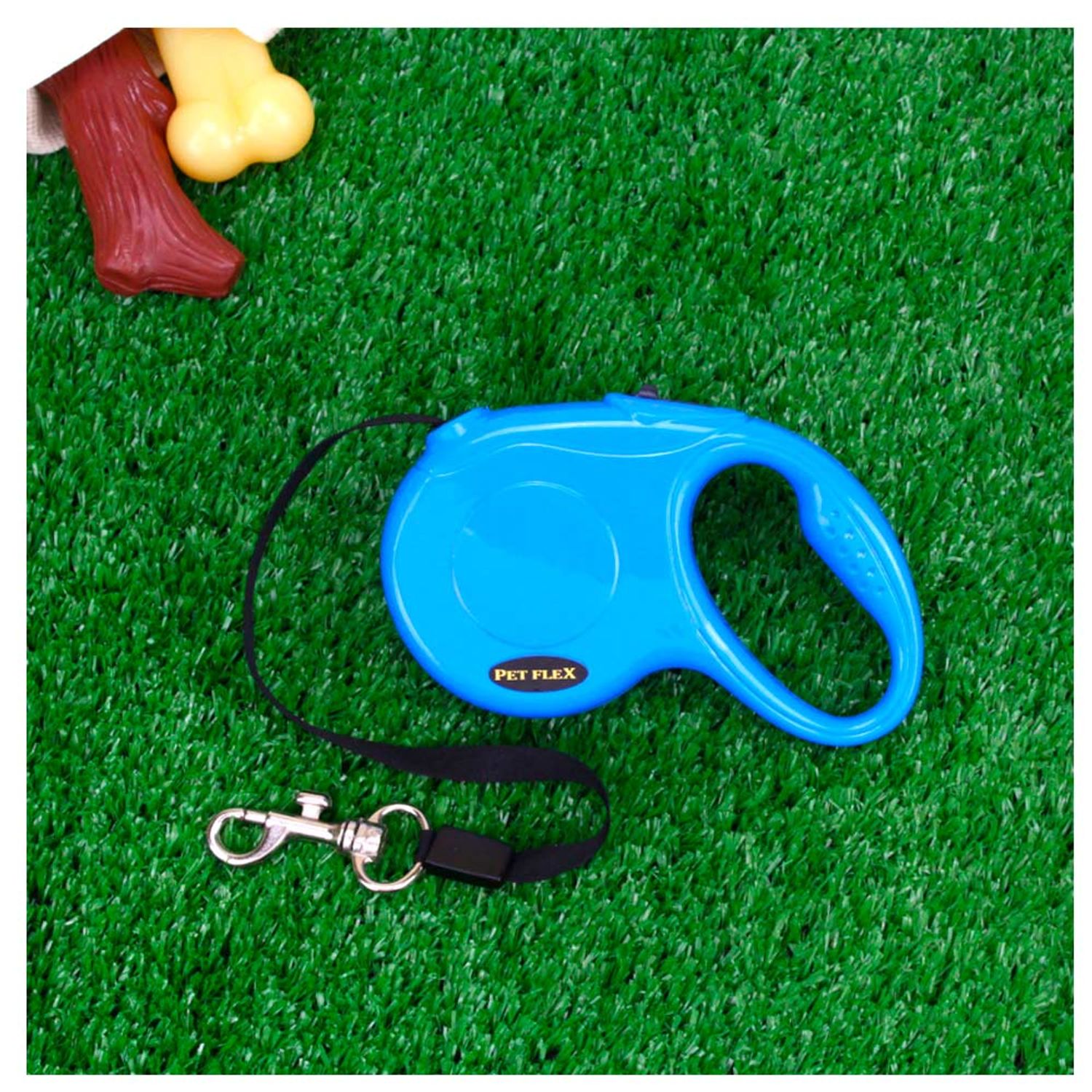 Guia Retrátil Classic Pet Flex Azul até 18kg ambientada
