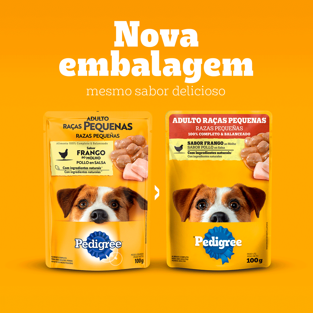 Ração Úmida Pedigree Sachê Cães Adultos Raças Pequenas Frango ao Molho