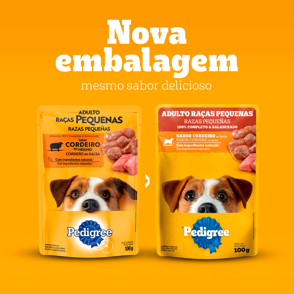 Ração Úmida Pedigree Sachê Cães Adultos Raças Pequenas Cordeiro ao Molho