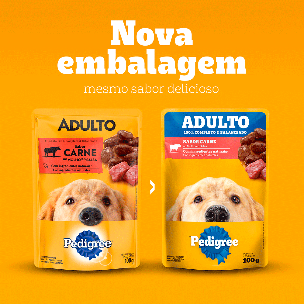 Ração Úmida Pedigree Sachê Cães Adultos Carne ao Molho