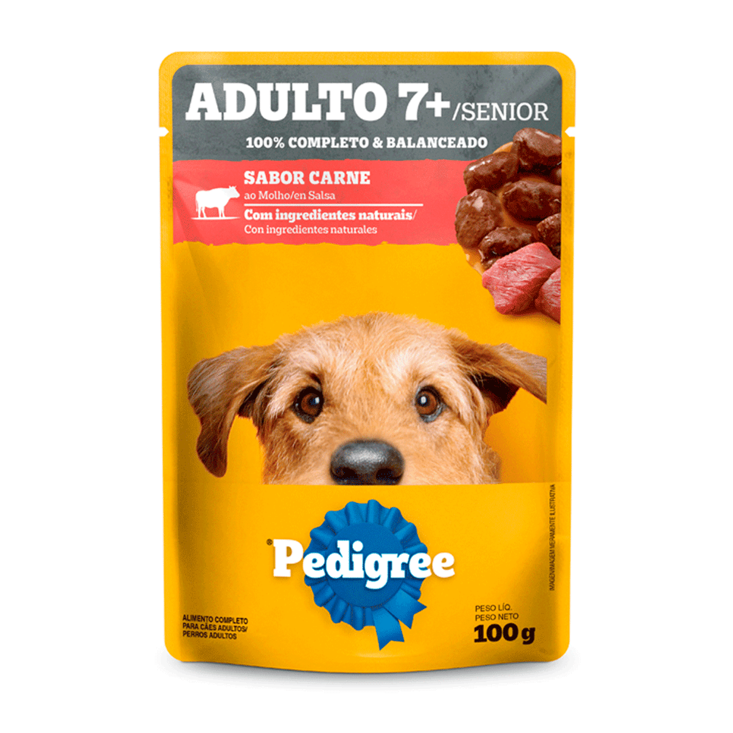 Ração Úmida Pedigree Sachê Cães Adultos Sênior 7+ Anos Carne ao Molho