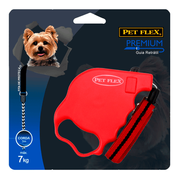 Guia Retrátil Premium Pet Flex Vermelha até 7kg 3M imagem