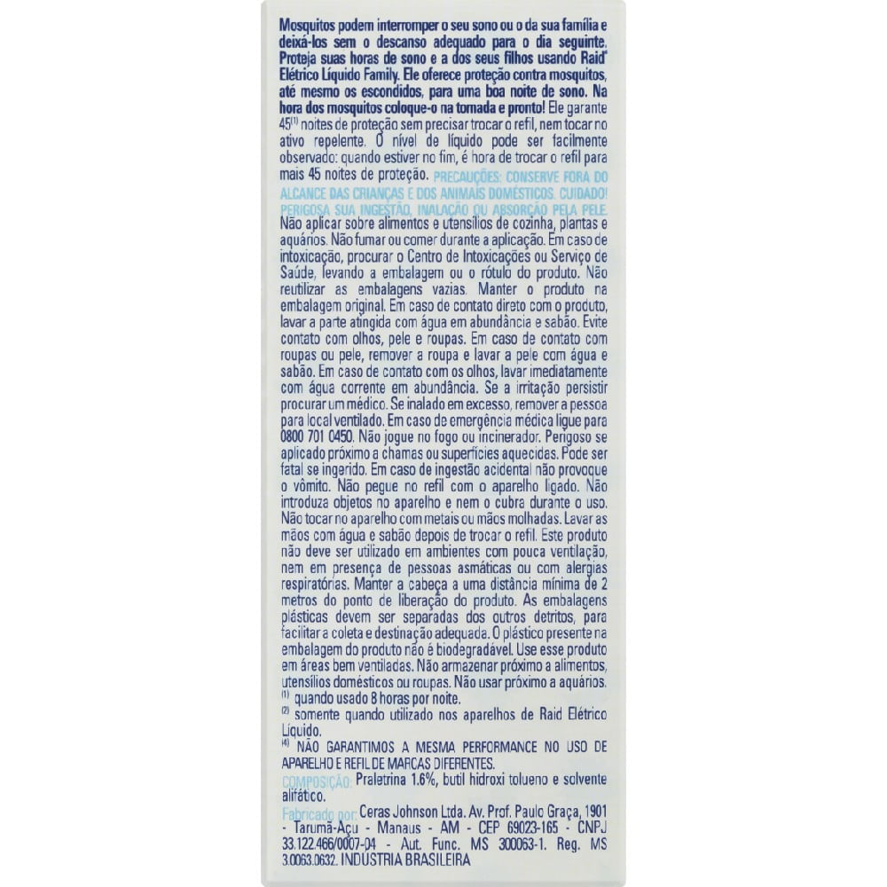 Refil Raid Repelente Elétrico Líquido sem Perfume