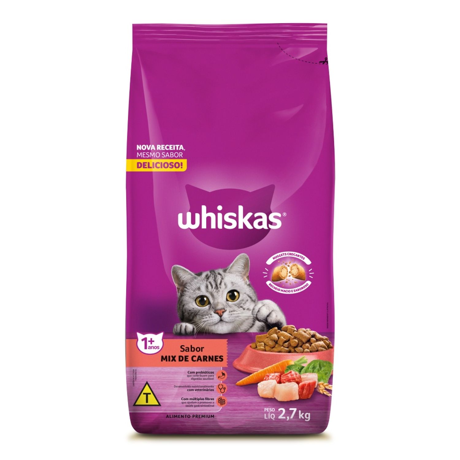 Embalagem Ração Whiskas Gatos Adultos Mix Carne 2,7 kg