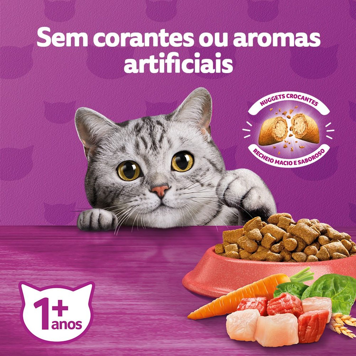 Ração Whiskas Gatos Adultos Mix Carne 2,7 kg Sem corantes ou aromas artificiais