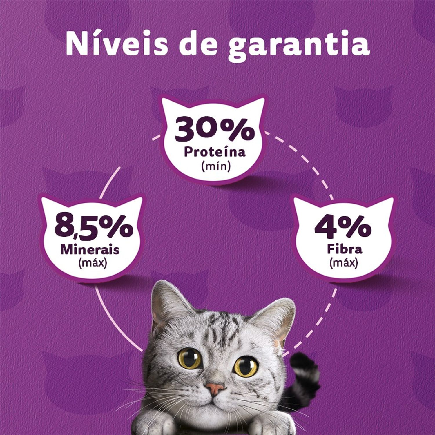 Ração Whiskas Gatos Adultos Mix Carne 2,7 kg Níveis de garantia