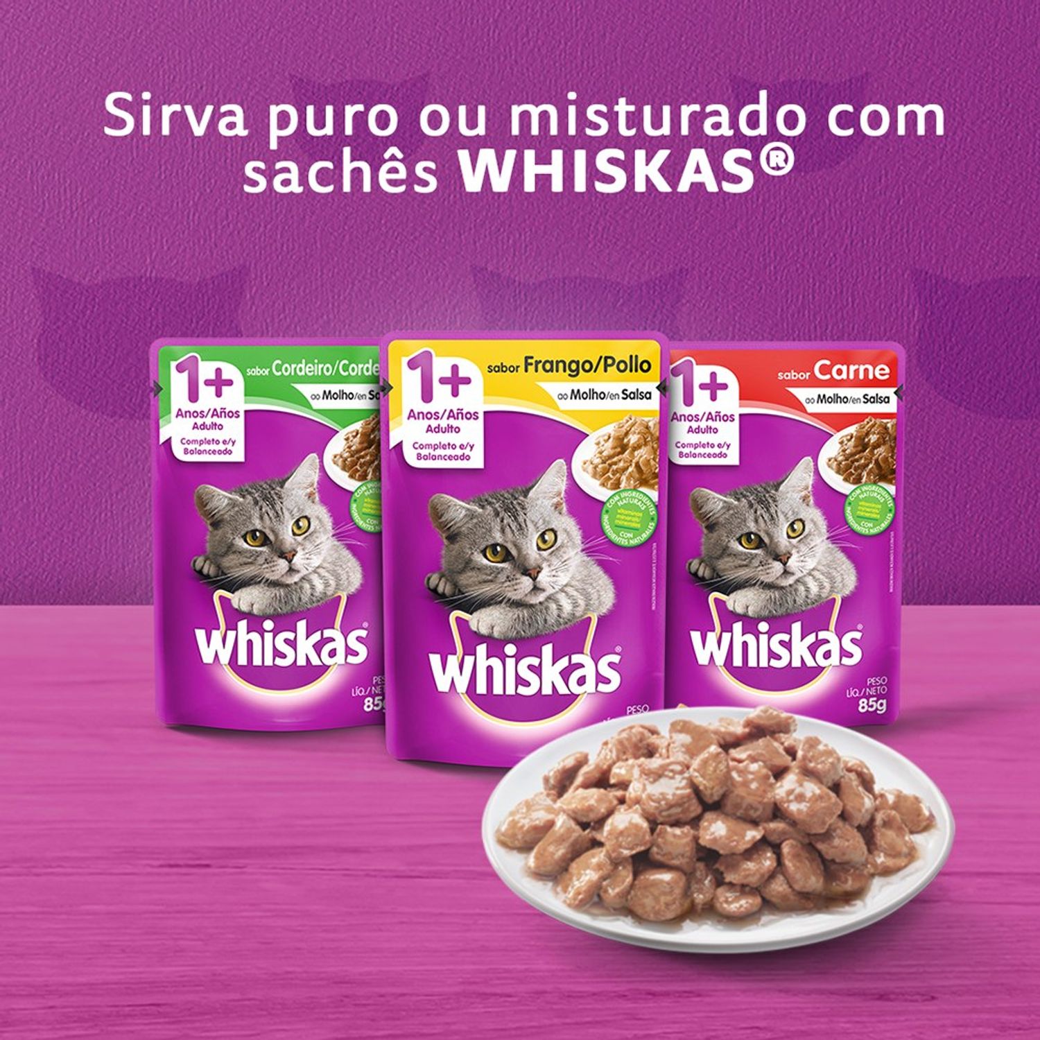 Outros sabores de sachês Whiskas  Gatos Adultos