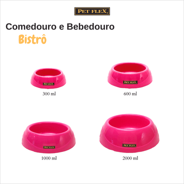 Comedouro para Cães Pet Flex Rosa tamanhos
