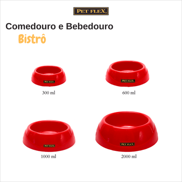 Comedouro para Cães Pet Flex Vermelho tamanhos