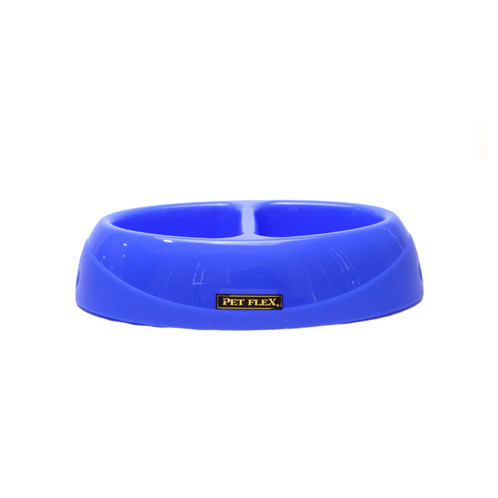 Comedouro Duplo Pet Flex Azul