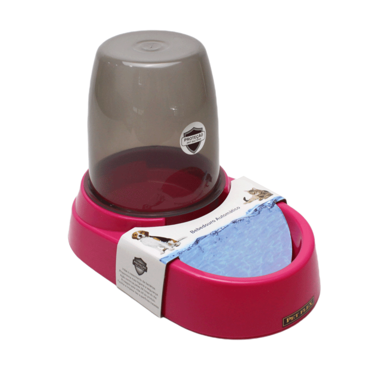 Bebedouro Automático Pet Flex Rosa lateral