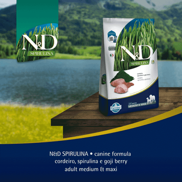 Ração N&D Spirulina Cães Adultos Medium e Maxi Cordeiro