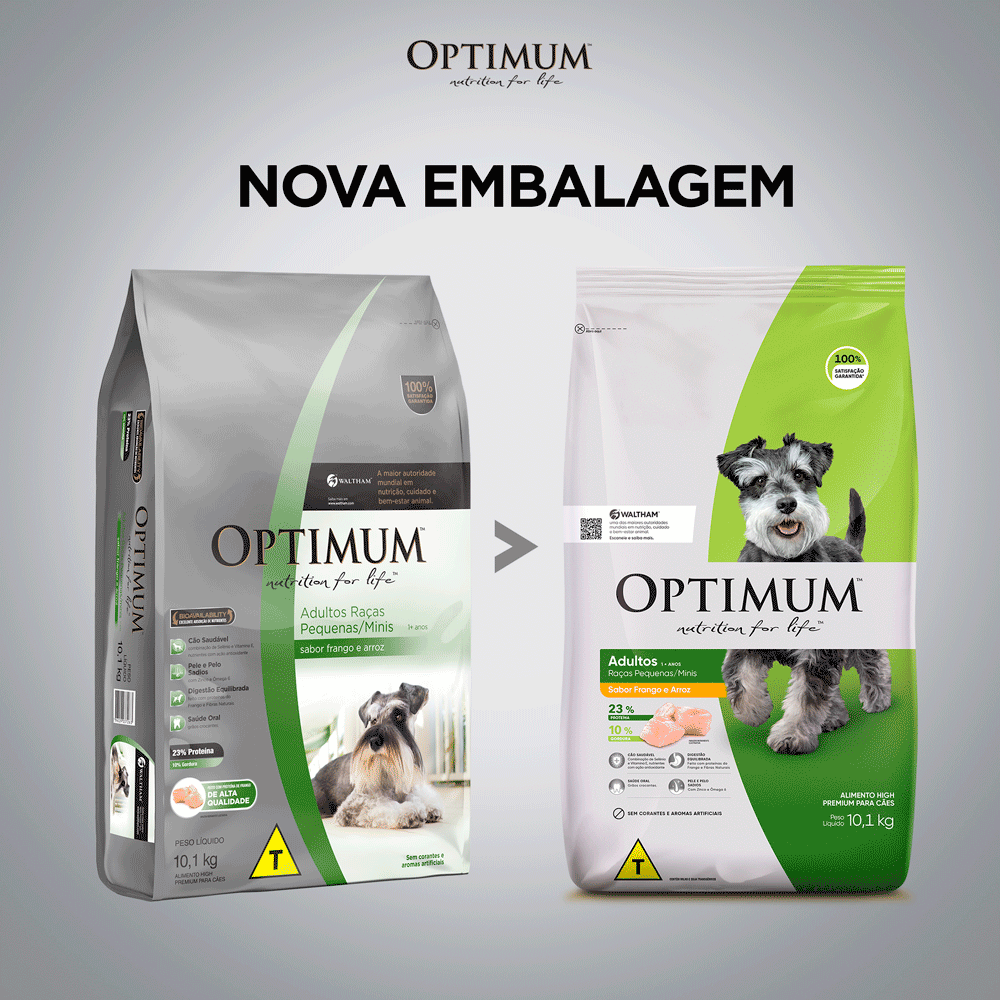 Ração Optimum para Cães Adultos Raças Pequenas e Minis Frango e Arroz