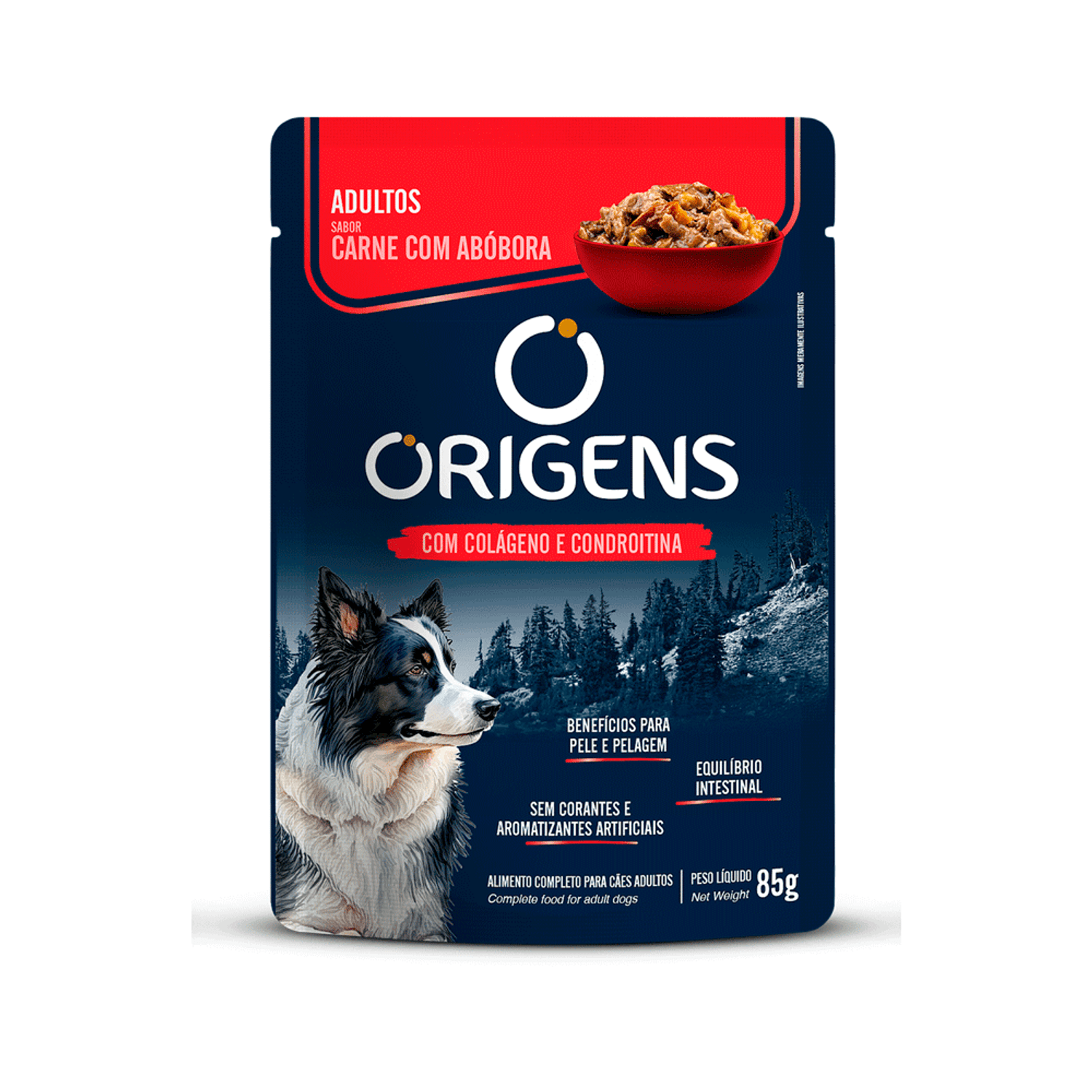 Ração Úmida Origens Cães Adultos Carne com Abóbora frente