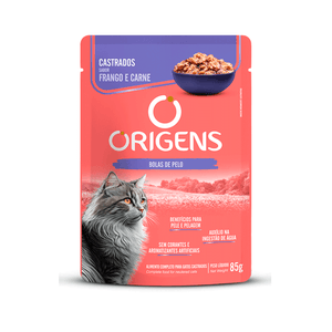 Ração Úmida Origens Gatos Castrados Frango e Carne - 85 g