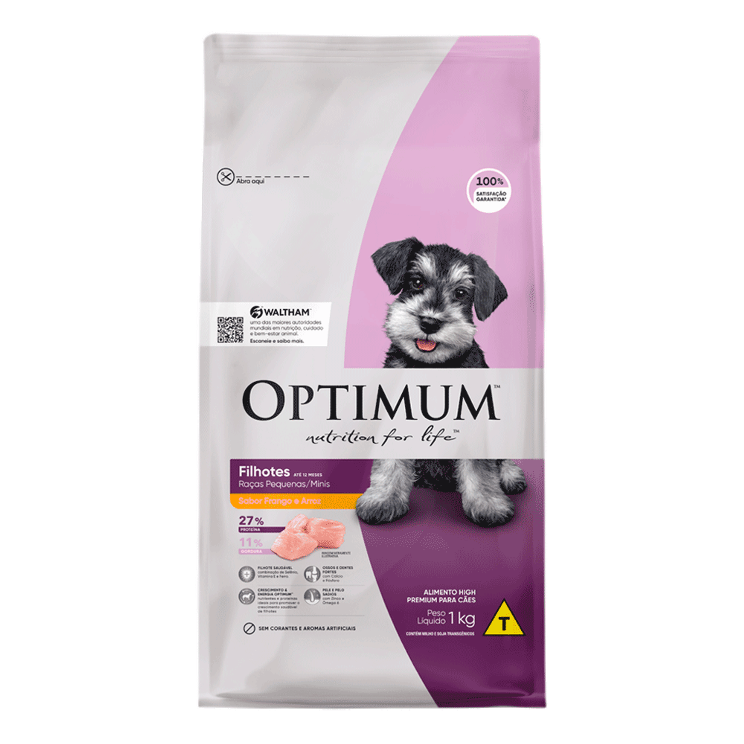 Ração Optimum para Cães Filhotes Raças Pequenas e Minis Frango e Arroz 1kg com QRcode