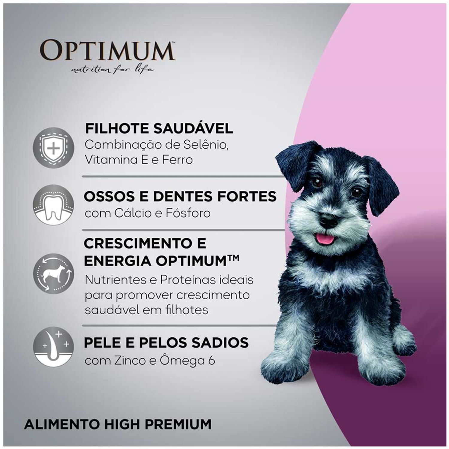 Benefícios Ração Optimum para Cães Filhotes Raças Pequenas e Minis Frango e Arroz 1kg