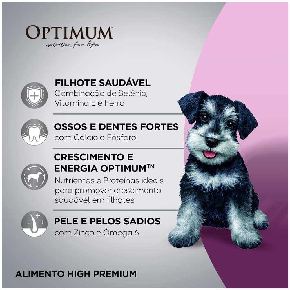 Ração Optimum para Cães Filhotes Raças Pequenas e Minis Frango e Arroz