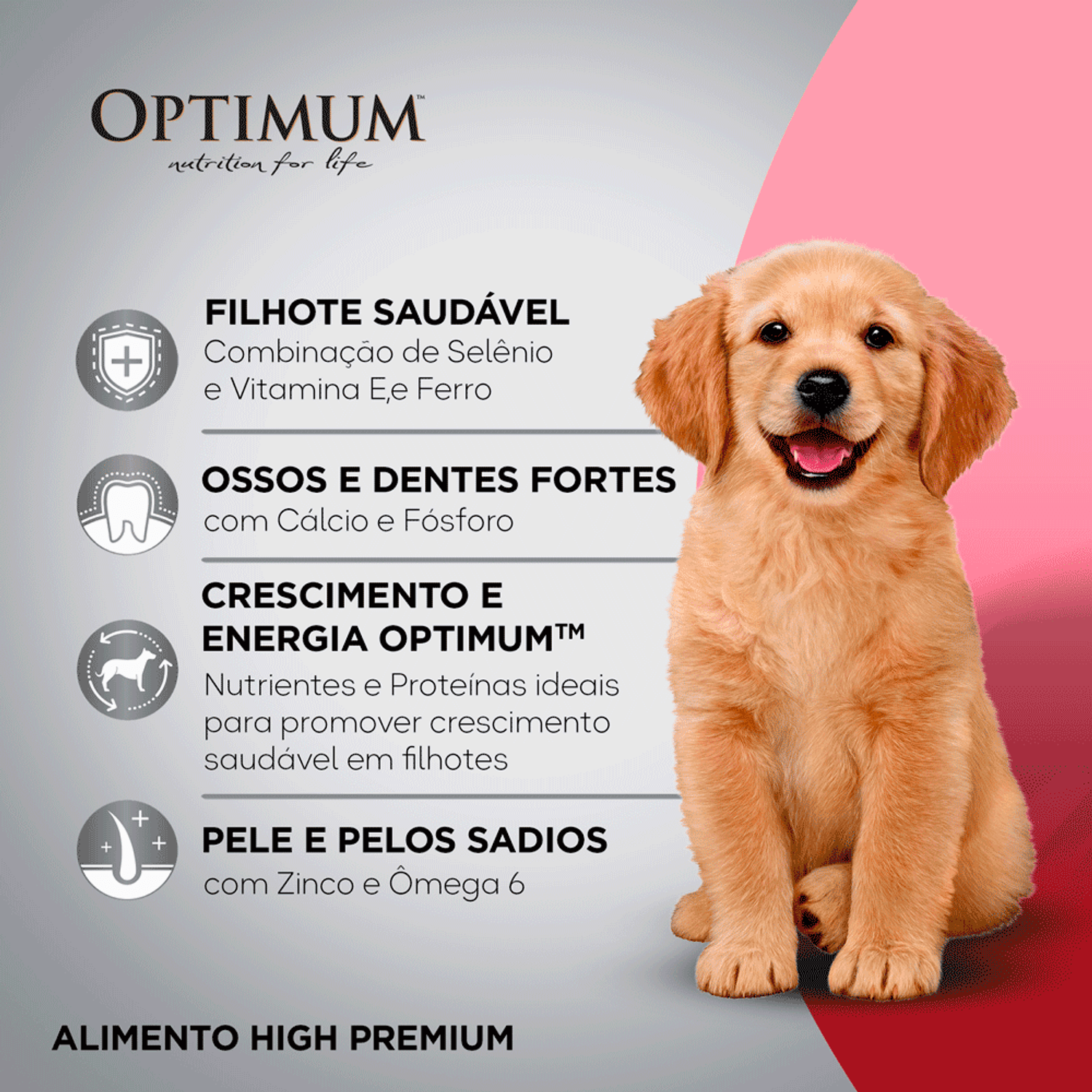 Benefícios da Ração Optimum para Cães Filhotes Raças Médias e Grandes Frango e Arroz