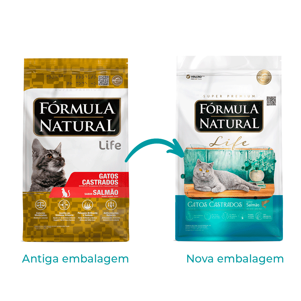 Ração Fórmula Natural Life Gatos Castrados Salmão