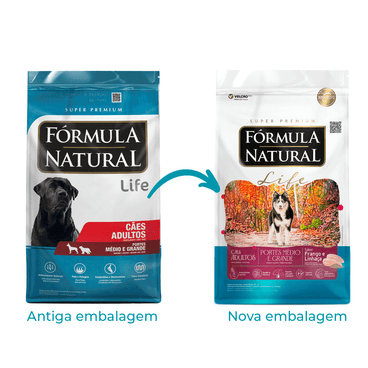 Ração Fórmula Natural Life Cães Adultos Médio e Grande 15kg nova embalagem
