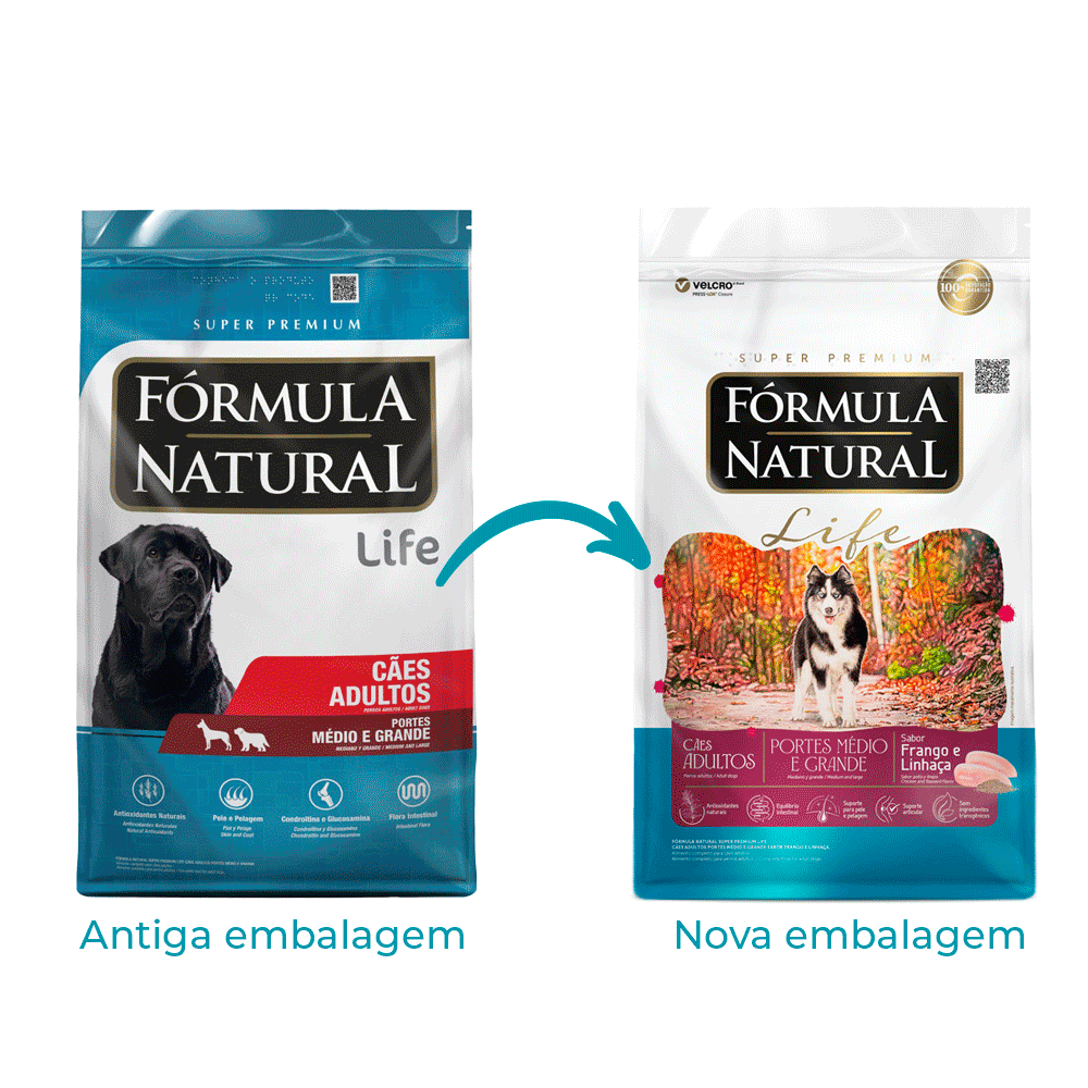 Ração Fórmula Natural Life Cães Adultos Médio e Grande