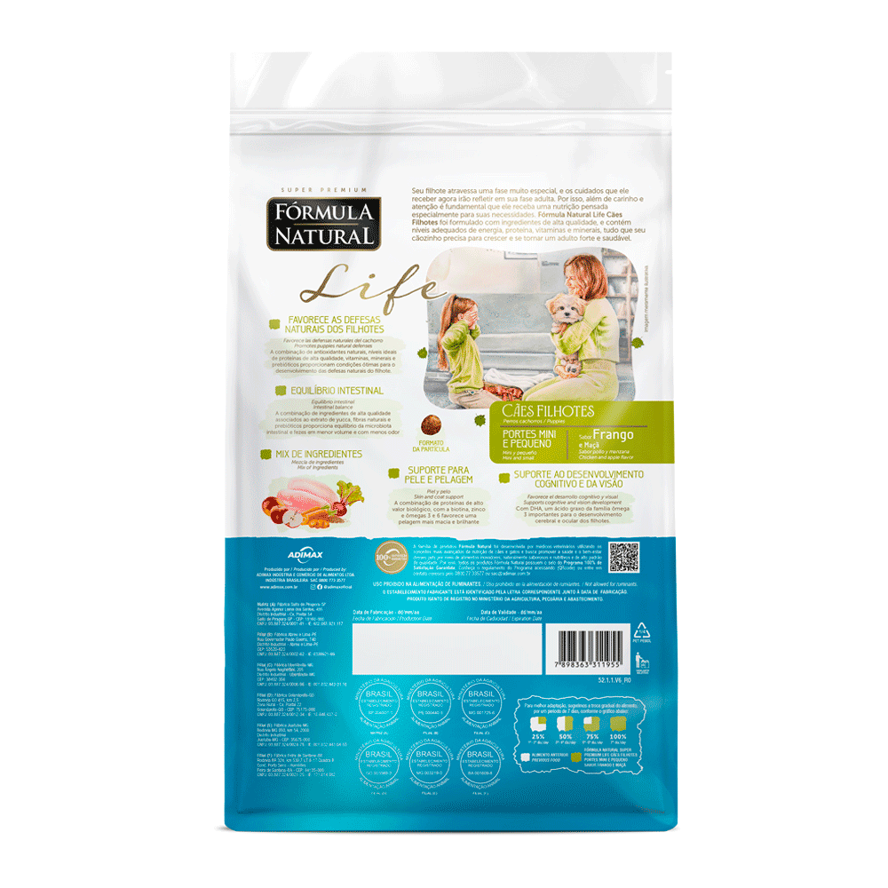 Ração Fórmula Natural Life Super Premium para Cães Filhotes Minis e Pequenos