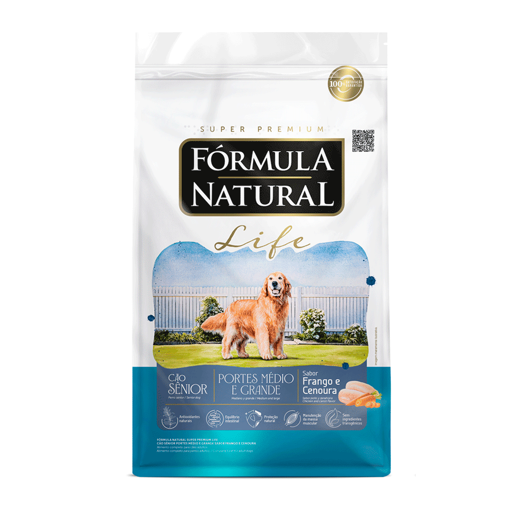 Ração Fórmula Natural Life Cães Sênior Raças Médio e Grande