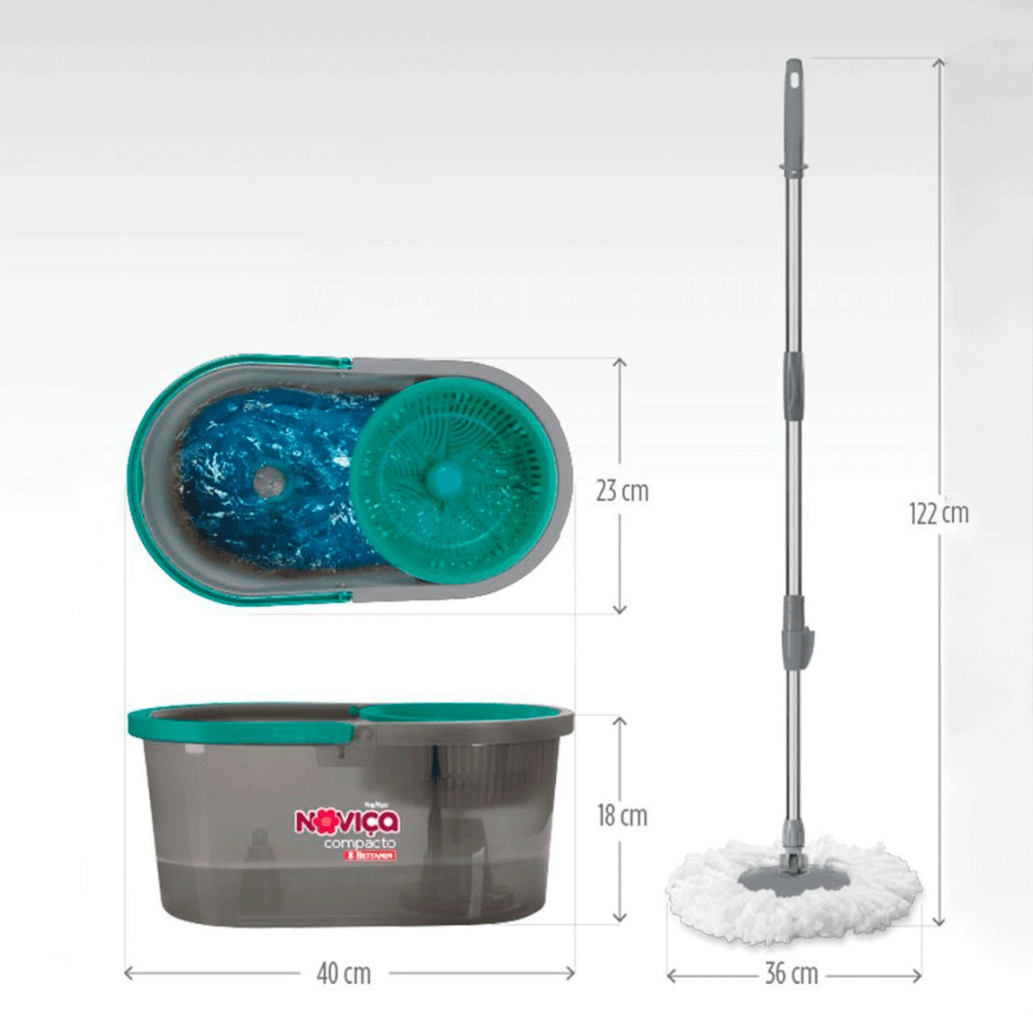 Medidas do Mop Compacto 10L Noviça Bettanin