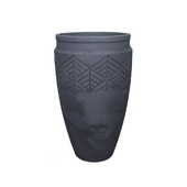 Vaso Tribo Cilíndrico Japi Preto Ardósia 44 cm